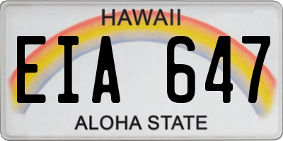 HI license plate EIA647