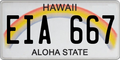 HI license plate EIA667