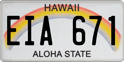 HI license plate EIA671