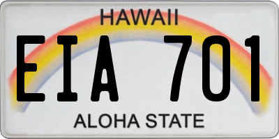 HI license plate EIA701
