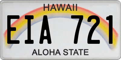 HI license plate EIA721