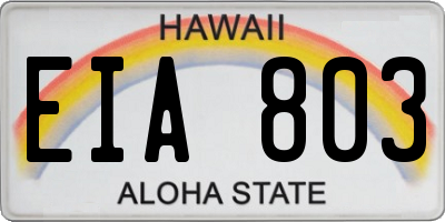 HI license plate EIA803
