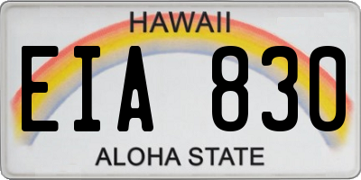 HI license plate EIA830