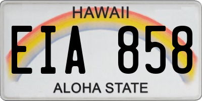 HI license plate EIA858