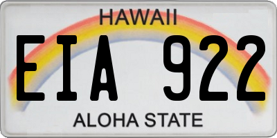 HI license plate EIA922