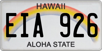 HI license plate EIA926