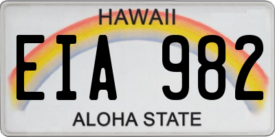 HI license plate EIA982