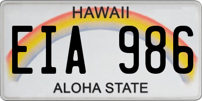 HI license plate EIA986