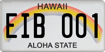 HI license plate EIB001