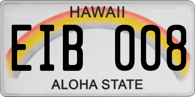 HI license plate EIB008