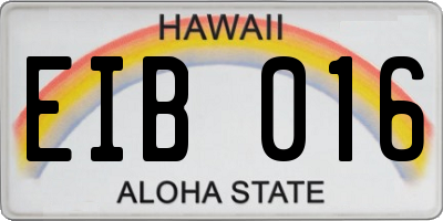 HI license plate EIB016