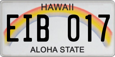 HI license plate EIB017