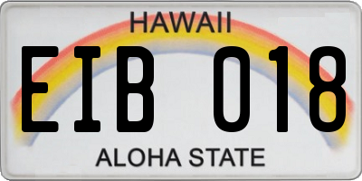 HI license plate EIB018