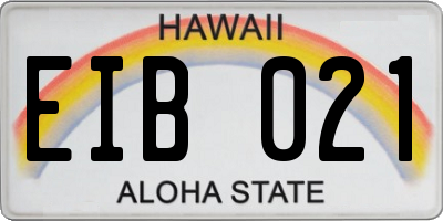 HI license plate EIB021