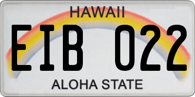 HI license plate EIB022