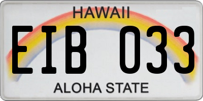 HI license plate EIB033