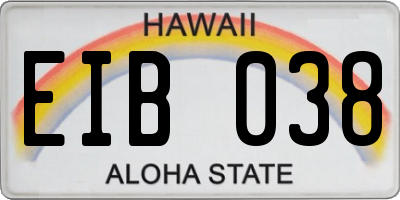 HI license plate EIB038