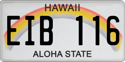 HI license plate EIB116