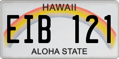 HI license plate EIB121