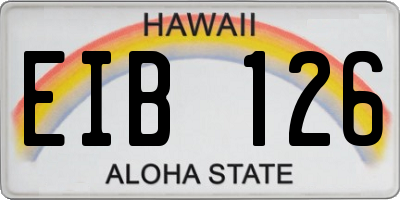 HI license plate EIB126