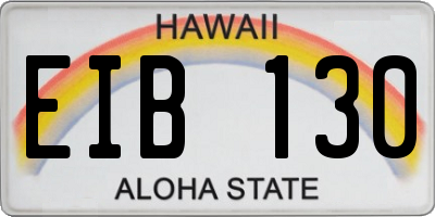 HI license plate EIB130