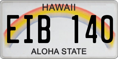 HI license plate EIB140