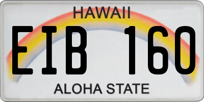 HI license plate EIB160