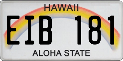 HI license plate EIB181