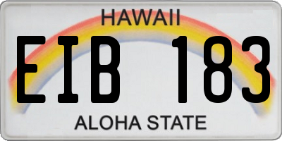 HI license plate EIB183