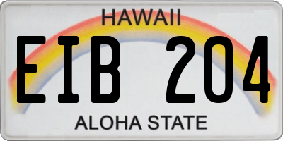 HI license plate EIB204