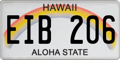 HI license plate EIB206