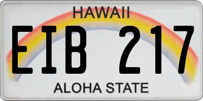 HI license plate EIB217