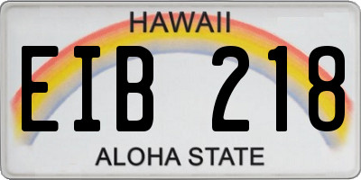 HI license plate EIB218