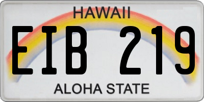 HI license plate EIB219