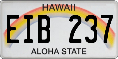 HI license plate EIB237