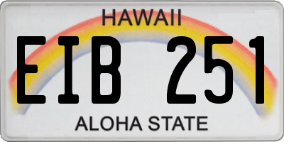 HI license plate EIB251