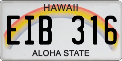 HI license plate EIB316