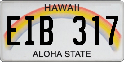 HI license plate EIB317