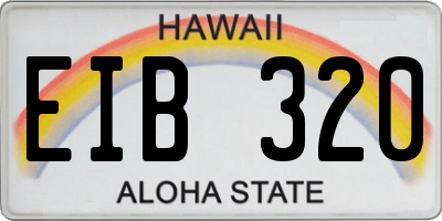 HI license plate EIB320