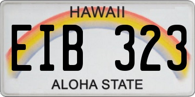HI license plate EIB323