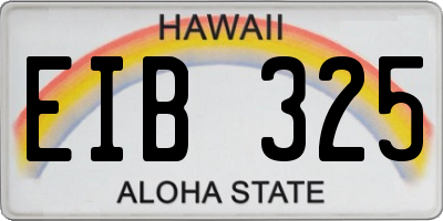 HI license plate EIB325