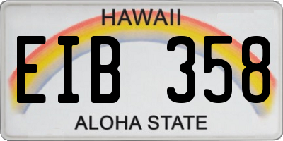 HI license plate EIB358