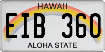 HI license plate EIB360
