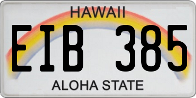 HI license plate EIB385
