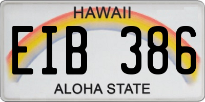 HI license plate EIB386