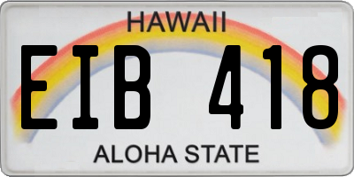 HI license plate EIB418