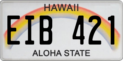 HI license plate EIB421