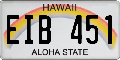 HI license plate EIB451