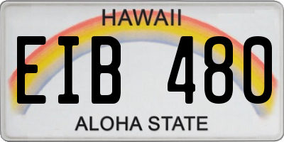HI license plate EIB480