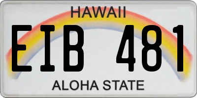 HI license plate EIB481